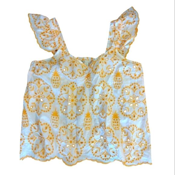 Cato Orange Floral Embroidered Eyelet Scallop Tank Large NWOT - Picture 5 of 12